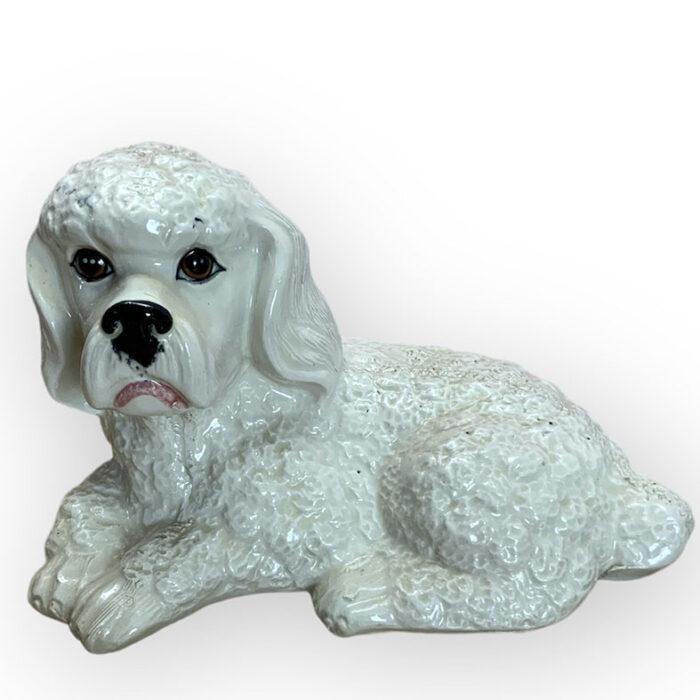 Chien blanc statue déco kitsch