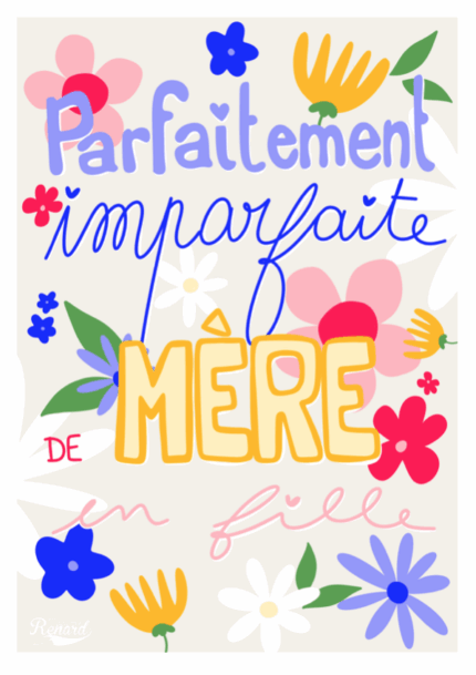 affiche mère-fille, citation maman, cadeau fête des mères original, illustration poétique, décoration chambre fille, création française.