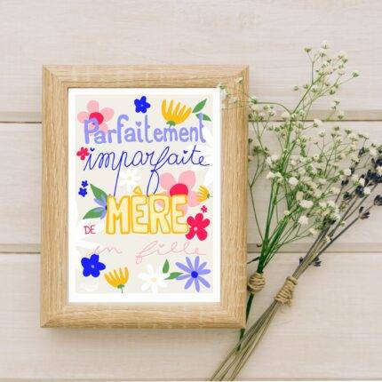 affiche mère-fille, citation maman, cadeau fête des mères original, illustration poétique, décoration chambre fille, création française.