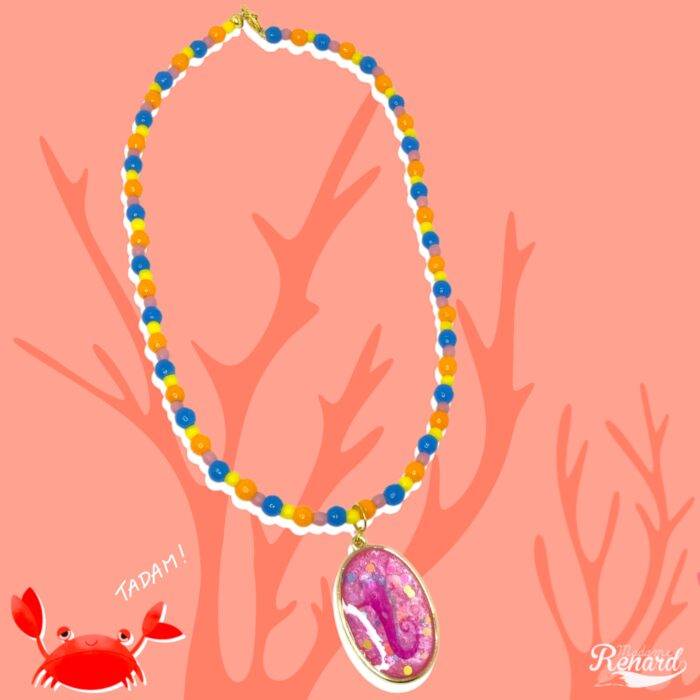 Hippocampe multicolore perles paillettes