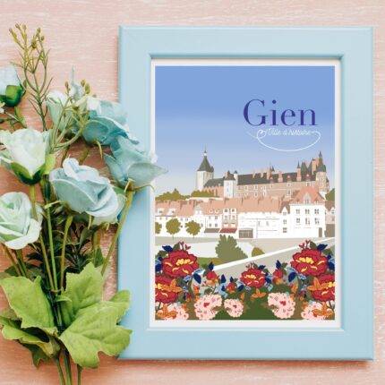 Affiche Gien 45 Loiret centre illustration