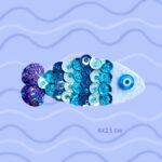 Broche strass poisson paillettes océan