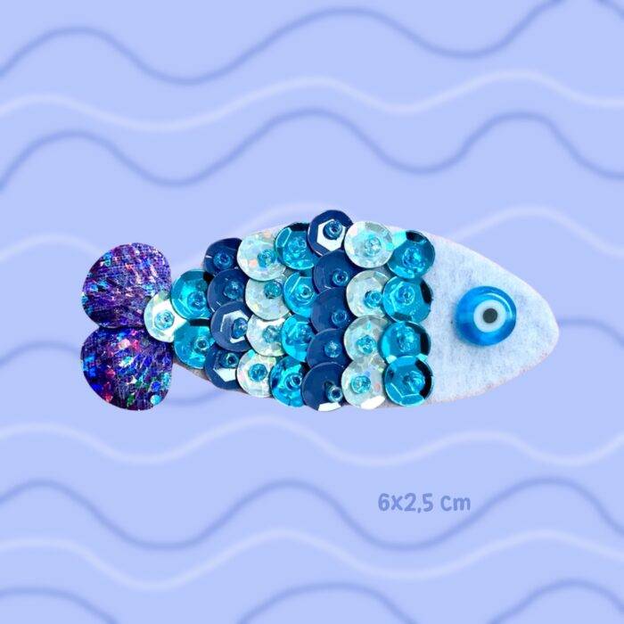 Broche strass poisson paillettes océan