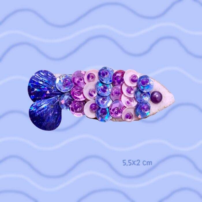 Broche strass poisson paillettes océan