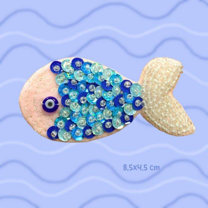 Broche strass poisson paillettes océan