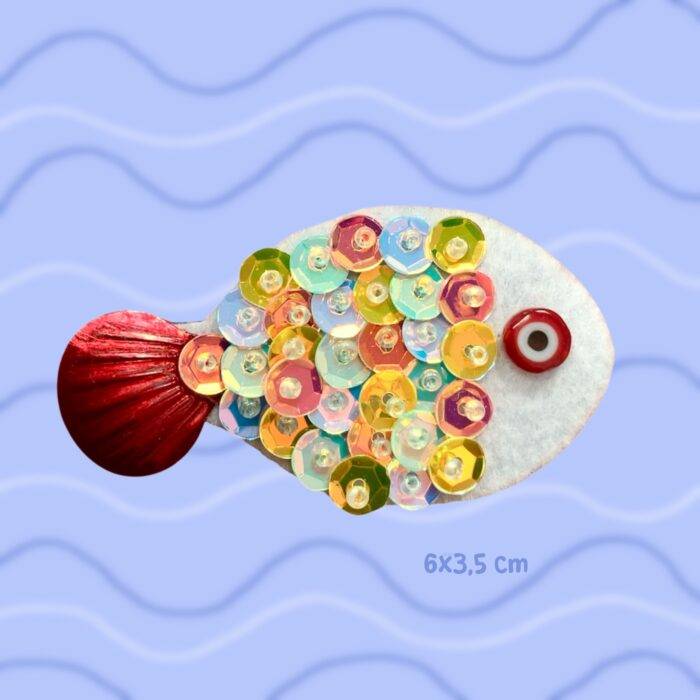 Broche strass poisson paillettes océan
