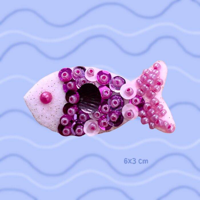Broche strass poisson paillettes océan