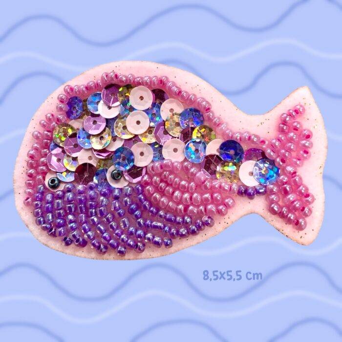 Broche strass poisson paillettes océan