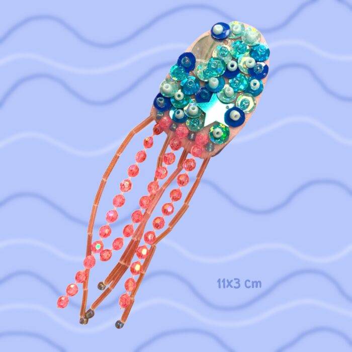 Broche strass poisson paillettes océan