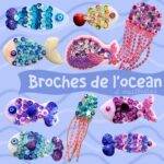 Broche strass poisson paillettes océan