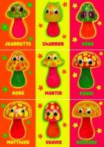 Boite surprise, blindbox, labubu, champignon fluo