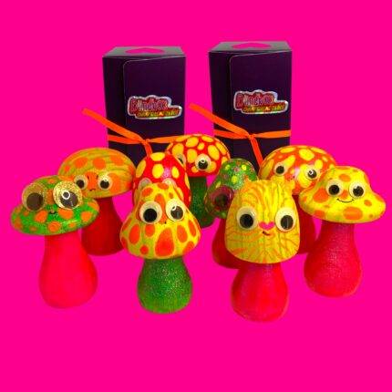 Boite surprise, blindbox, labubu, champignon fluo