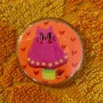 Mini badge Chatpignon chat champignon fluo illustration