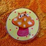 Mini badge Chatpignon chat champignon fluo illustration