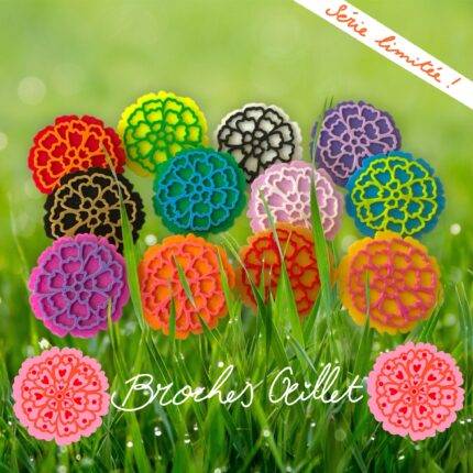 Broche œillet fleurs printemps