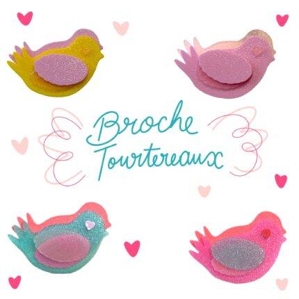Tourtereaux broche poétique oiseau cœur amour love