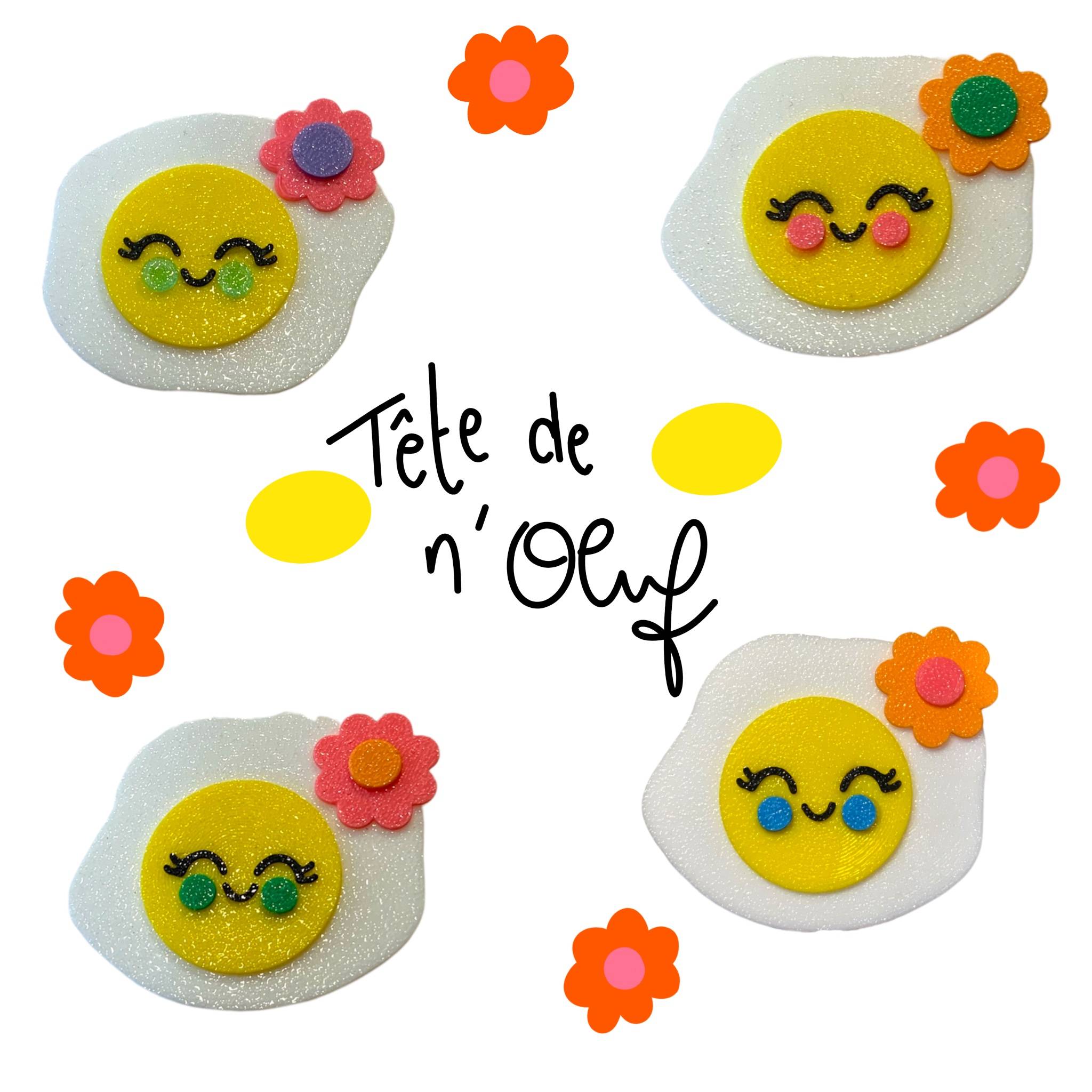 Broche oeuf fleur kawaii Broche tête de n oeuf